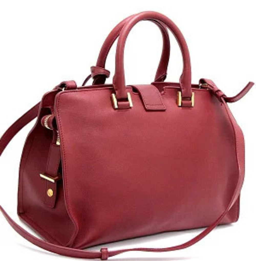 Saint Laurent Downtown Purple Bordeaux Paris Handbag Leather Cabas Purple